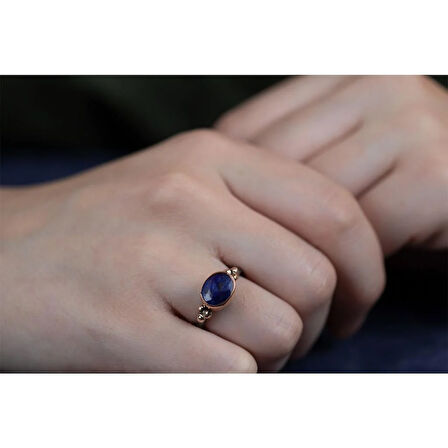 Kök Safir Taşlı Gümüş Otantik Set