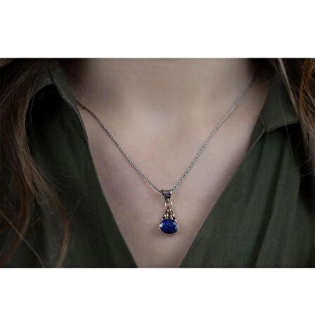 Kök Safir Taşlı Gümüş Otantik Set