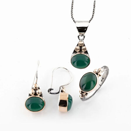 Yeşim Taşlı Gümüş Otantik Set