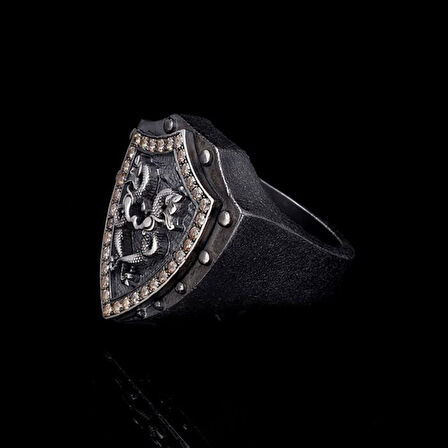 Kalkan Oksitli Gümüş Erkek Yüzük