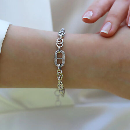 Taşlı Trend Gümüş Bileklik