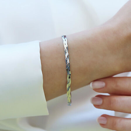 Örgülü İtalyan Gümüş Bileklik