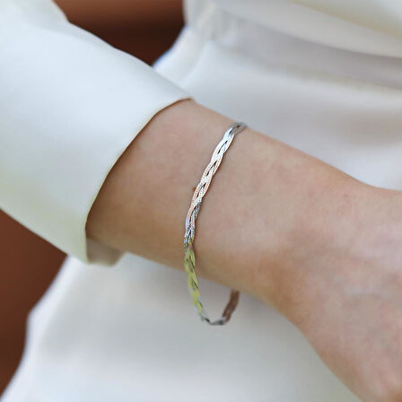 Örgülü İtalyan Gümüş Bileklik