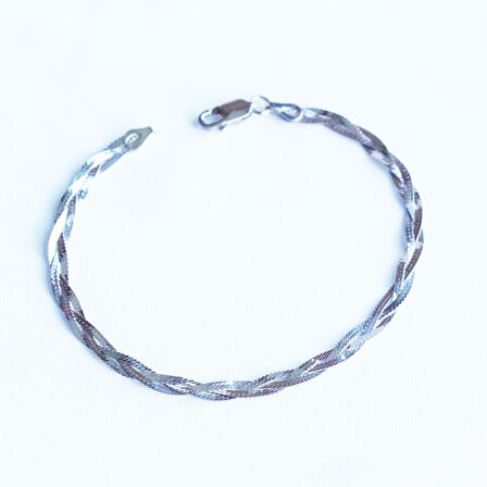 Örgülü İtalyan Gümüş Bileklik