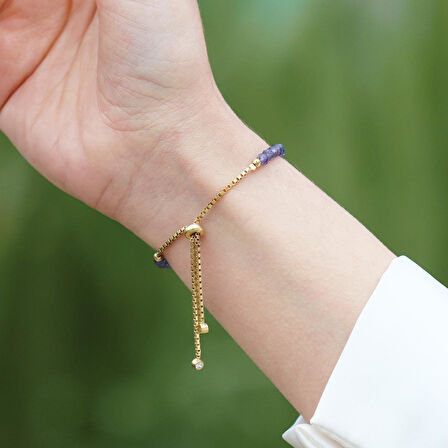 Safir Taşlı Asansörlü Gümüş Bileklik