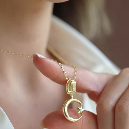 Ay Yıldız Charm Trend Gümüş Kolye