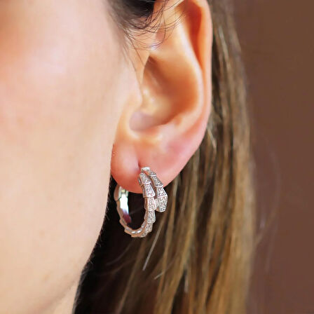 Serpents Zirkon Taşlı Gümüş Küpe