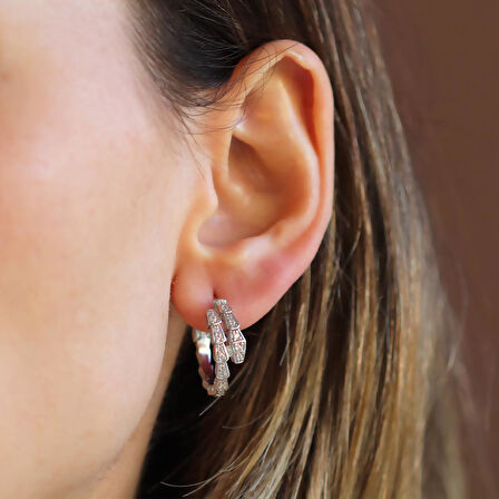 Serpents Zirkon Taşlı Gümüş Küpe