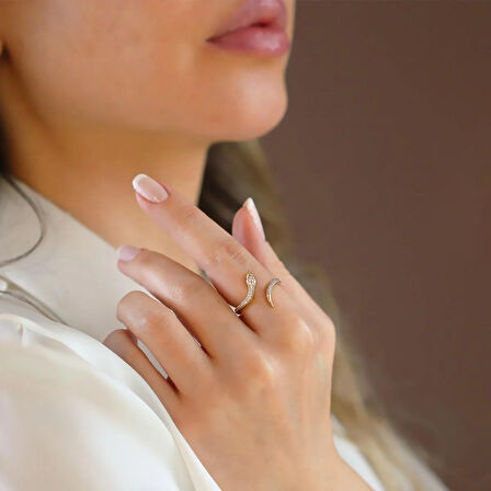 Serpent Gold Ayarlanabilir Gümüş Yüzük