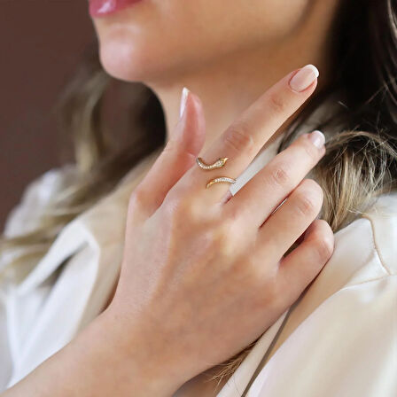 Serpent Gold Ayarlanabilir Gümüş Yüzük