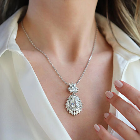 Okyanusun Kalbi Damla Sky Diamond Gümüş Set