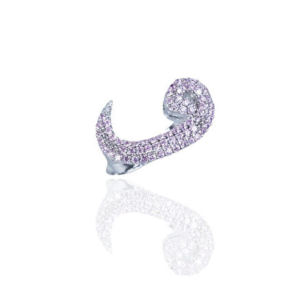 Vav Harfli Pembe Taşlı Gümüş Yüzük