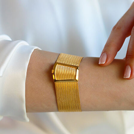 11 Sıra Hasır Gold Kaplama Gümüş Trabzon Kelepçe