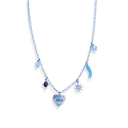 Apm Renkli Taşlı Gümüş Şans Kolyesi