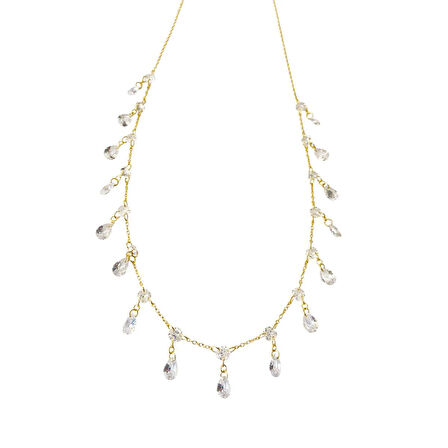 Kristal Damla Taşlı Trend Gümüş Kolye