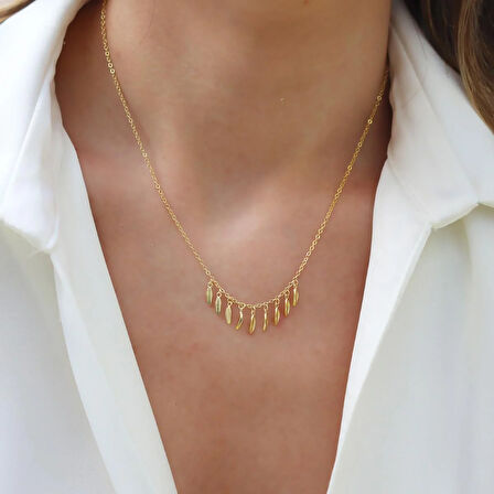 Yaprak Sallantılı Gümüş Kolye