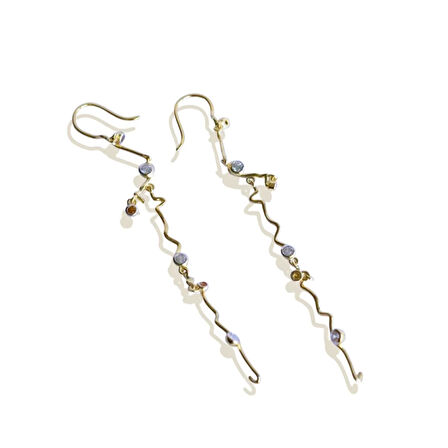 Renkli Taşlı Trend Gold Gümüş Küpe