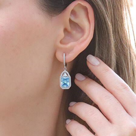 Aquamarin Taşlı Gümüş Set