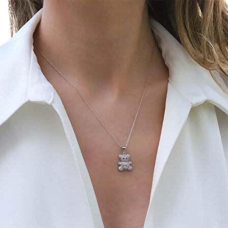 Bear Zirkon Taşlı Gümüş Set