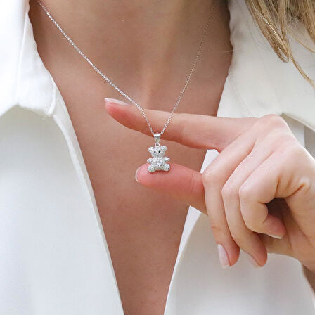 Bear Zirkon Taşlı Gümüş Set