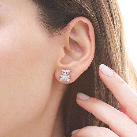 Bear Zirkon Taşlı Gümüş Set