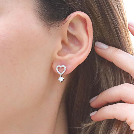 Kalpli Zirkon Taşlı Gümüş Set