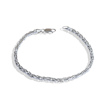 Kral Modeli 3mm Gümüş Erkek Bileklik