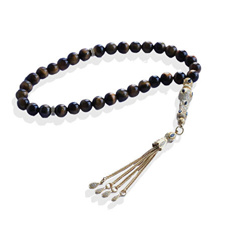 Kaplangözü Doğaltaşlı Gold Gümüş Tesbih