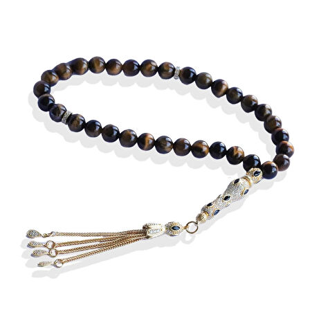 Kaplangözü Doğaltaşlı Gold Gümüş Tesbih