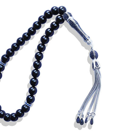 Onix Doğaltaşlı Gümüş Tesbih