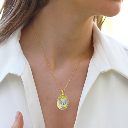 Anka Kuşu Gold Gümüş Kolye