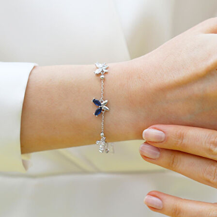 Zirkon Taşlı Kelebek Modeli Gümüş Bileklik