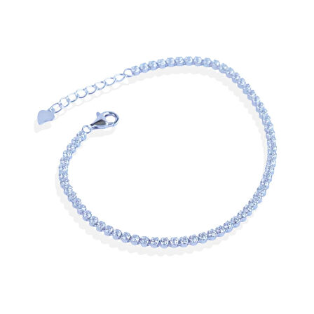 Su Yolu 1mm Zirkon Taşlı Gümüş Bileklik