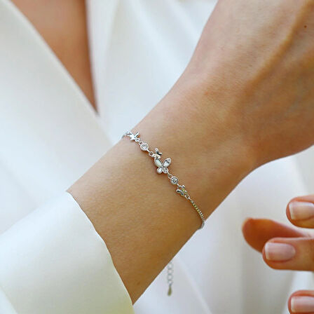 Mini Kelebek Sedefli Gümüş Bileklik