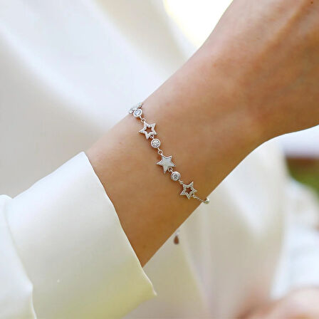 Yıldız Sedefli Gümüş Bileklik