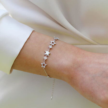 Yıldız Sedefli Gümüş Bileklik