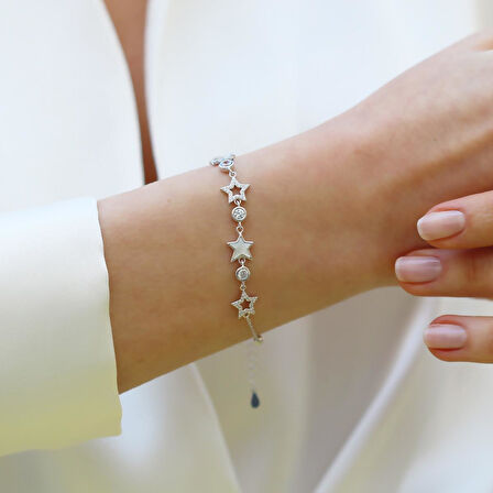 Yıldız Sedefli Gümüş Bileklik