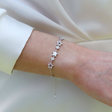 Yıldız Sedefli Gümüş Bileklik