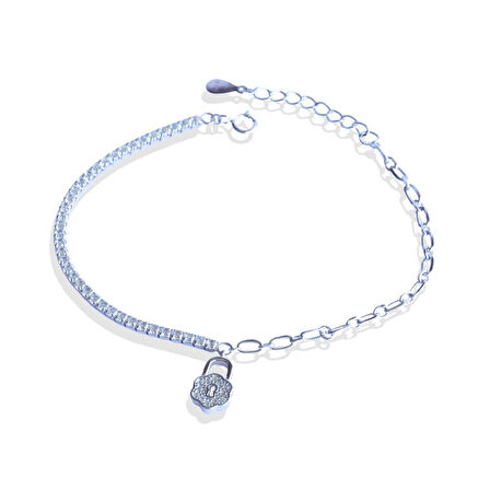 Kilit Yarı Su Yolu Gümüş Bileklik