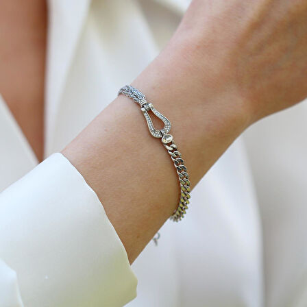 Yarı Gurmet Zincirli Gümüş Bileklik