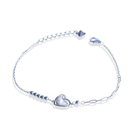 Kalp İncili Trend Gümüş Bileklik