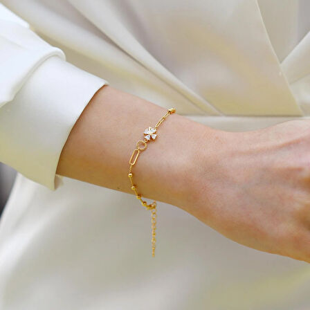 Yonca Taşlı Trend Gümüş Bileklik