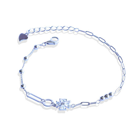 Yonca Taşlı Trend Gümüş Bileklik