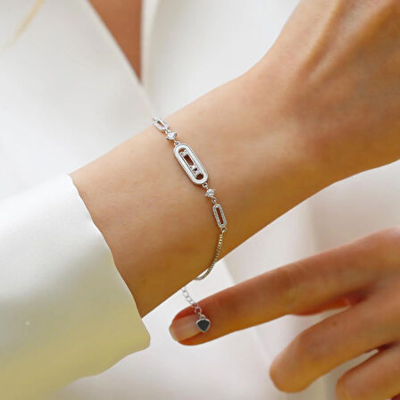 Sedefli Msska Modeli Gümüş Bileklik