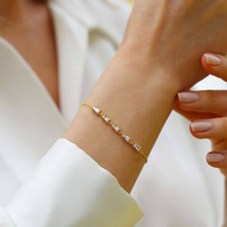 Mini Baget Sıralı Gümüş Bileklik