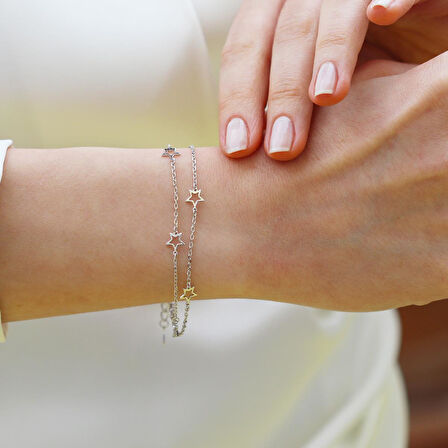 Yıldız Sıralı Gümüş Bileklik