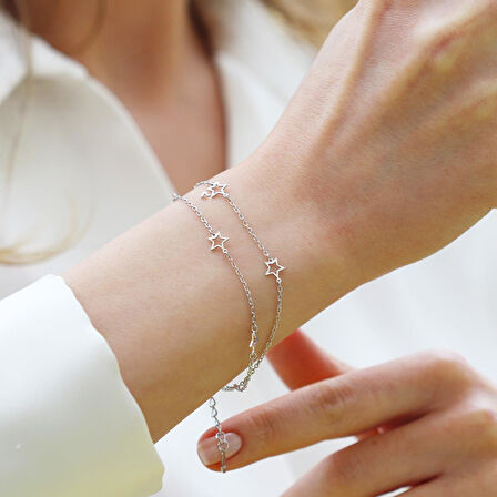 Yıldız Sıralı Gümüş Bileklik