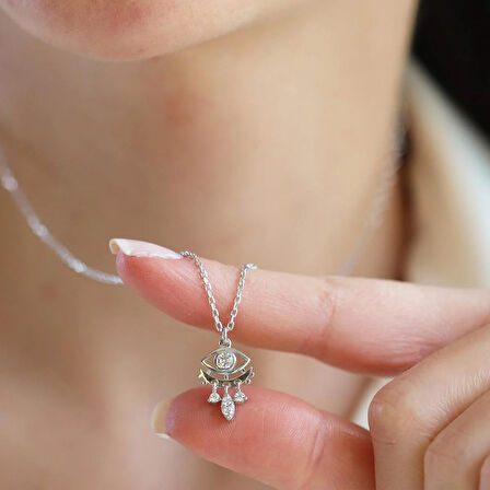 Göz Modeli Zirkon Taşlı Gümüş Set