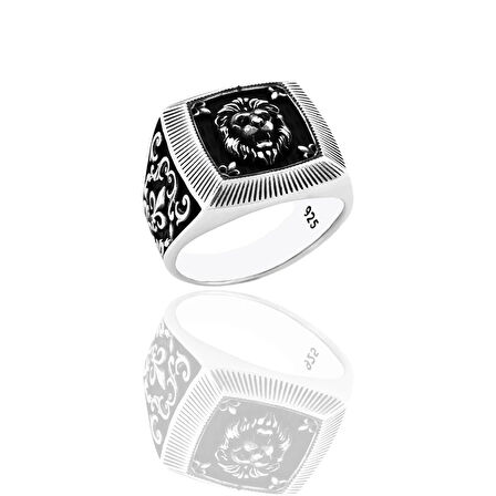 Kaplan Kafası Oksitli Gümüş Erkek Yüzük