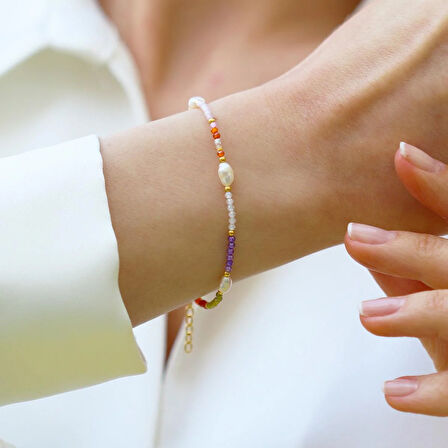 Doğaltaş İncili Gümüş Bileklik